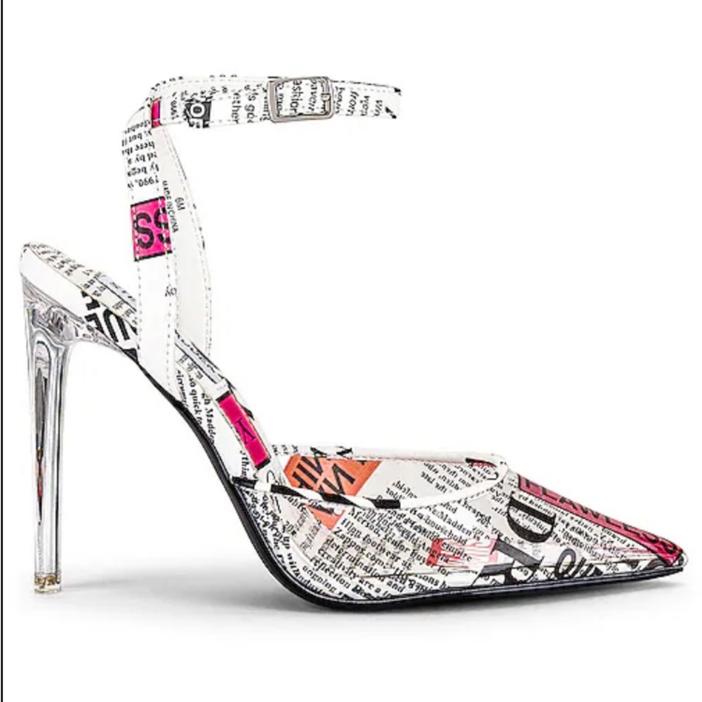 Alessi Heel in Newspaper Print - Steve Madden